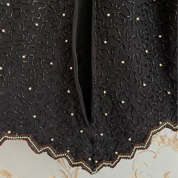 Vintage 90s Laurence Kazar Women Top Size XL Sequin Beaded Floral Party Holiday - Picture 9 of 13
